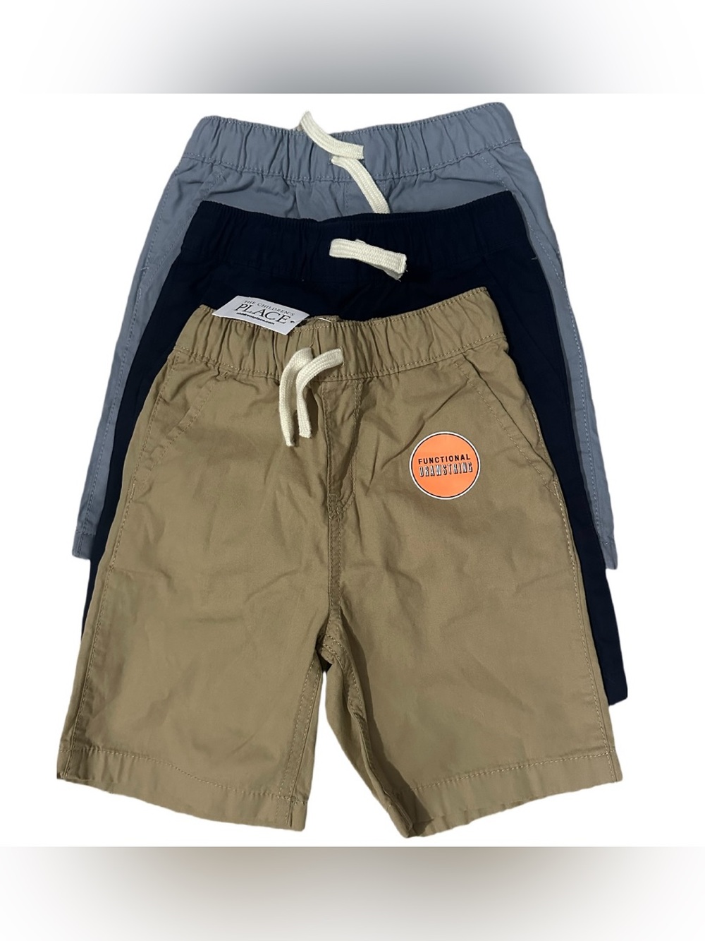 The Children's Place 3-Pack Pull-On Shorts in Khaki, Navy & Gray Size 4T